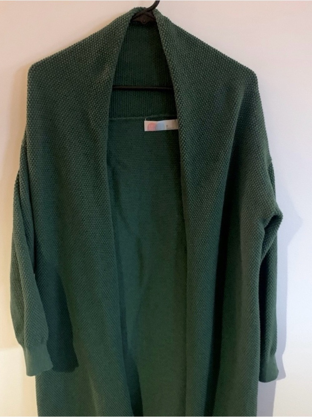 Free People Oversized Open Cardigan in Deep Green - Picture 2 of 6